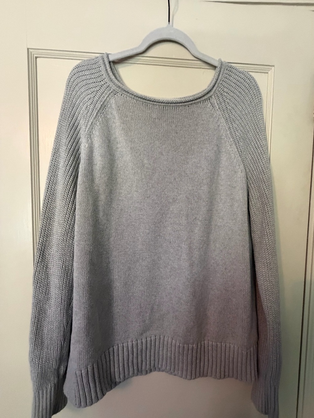 Aerie Grey Marled Knit Oversized Raglan Pullover Sweater Scoop Neck S